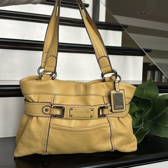 Tignanello Handbags - Tignanello, genuine, leather shoulder, handbag purse, mustard, yellow like new